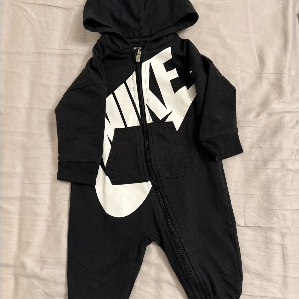 Nike Baby Black Footless Hooded Romper One Piece
